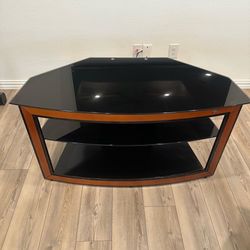 Modern Glass & Wood TV Stand 🖤– Like New