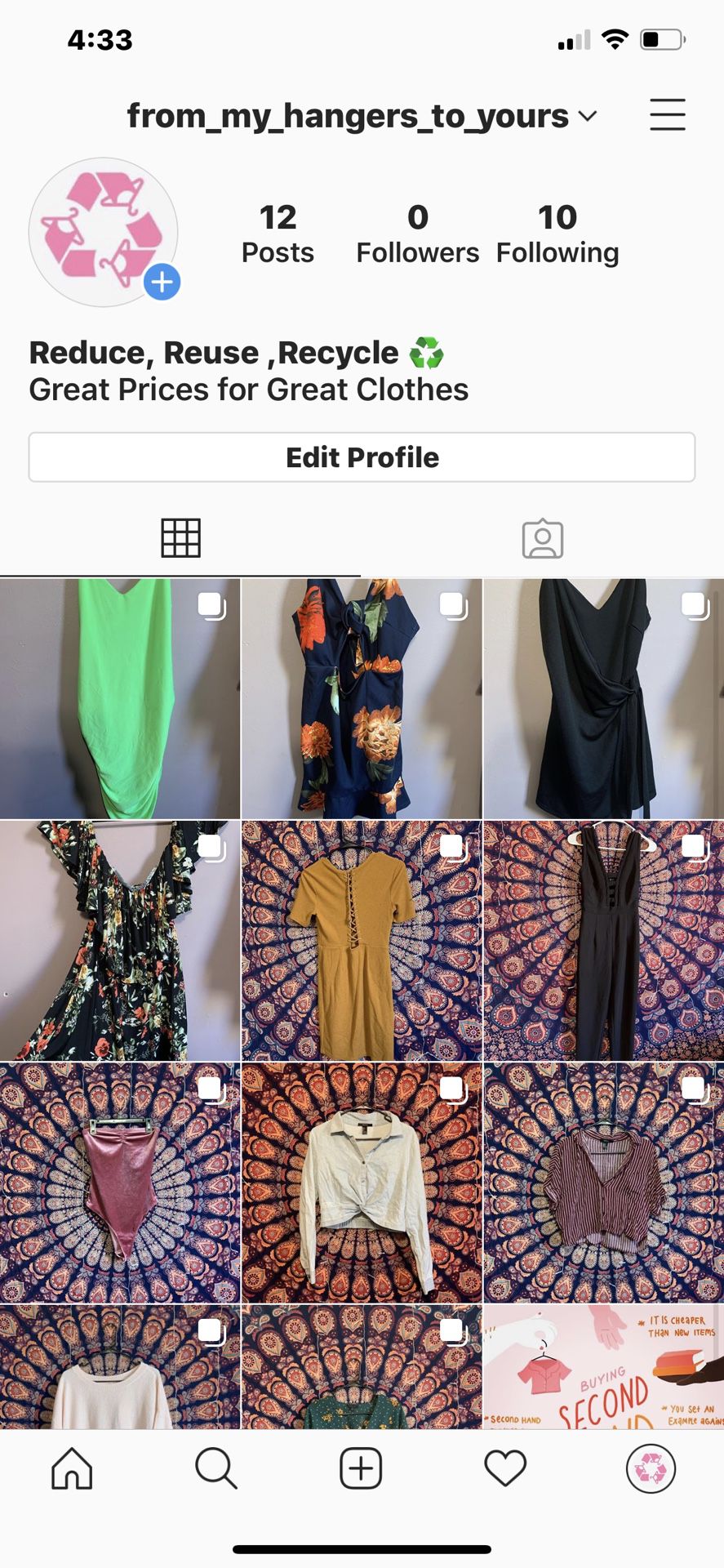 Follow my Instagram for women’s secondhand clothing
