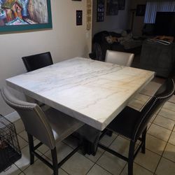 4 Chair Marble Dining Table. 