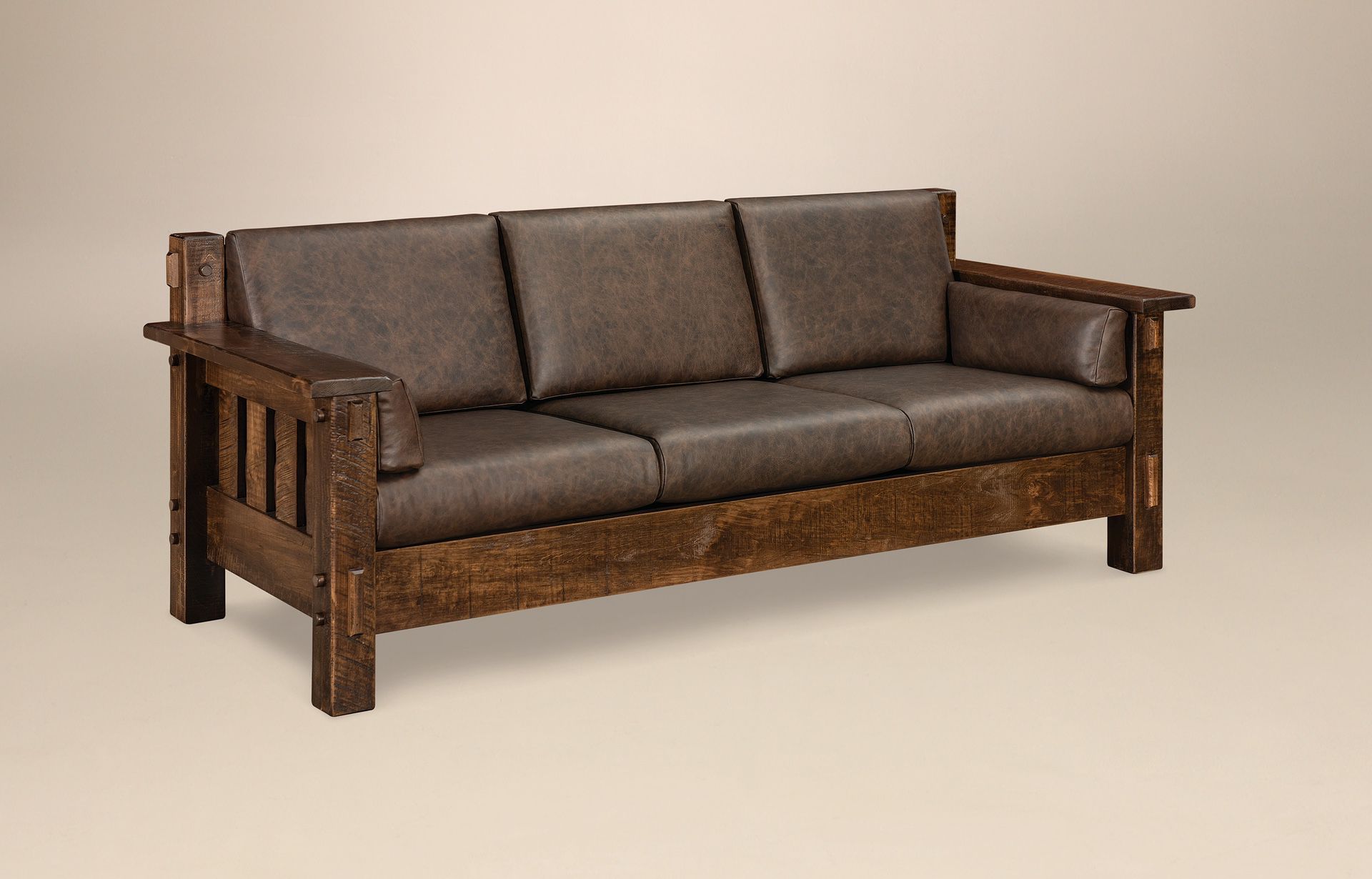 Flex steel Leather and Wood Couch