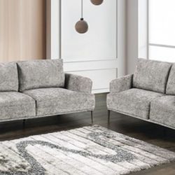 Brand New Grey Modern Style Sofa & Loveseat 