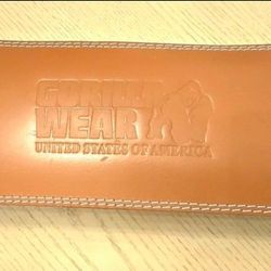 GORILLA WEAR Leather Weight Lifting Belt, 6” Padded Lumbar Back Support L/XL