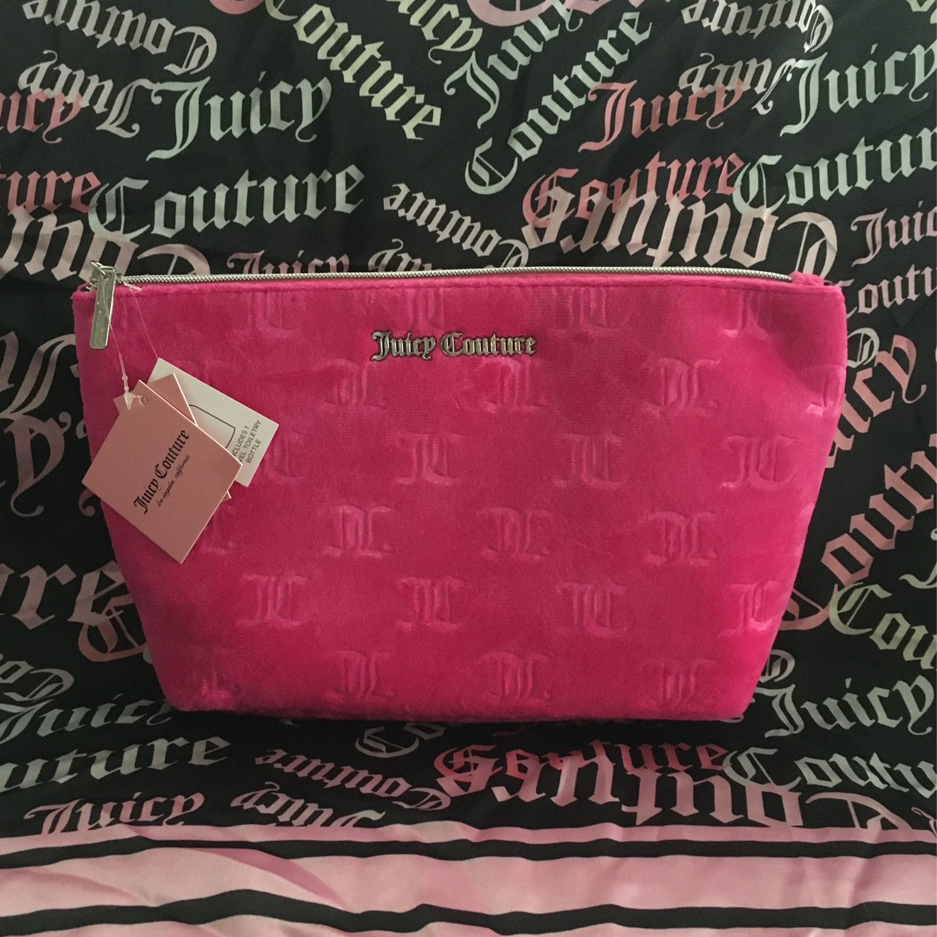 Juicy Couture Pink Velour Cosmetic Bag