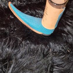 Unique Blue and Tan Leather Boot-Shaped Shot Glass