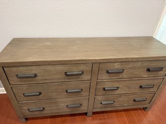6-Drawer Wood Dresser Gray-Brown Finish