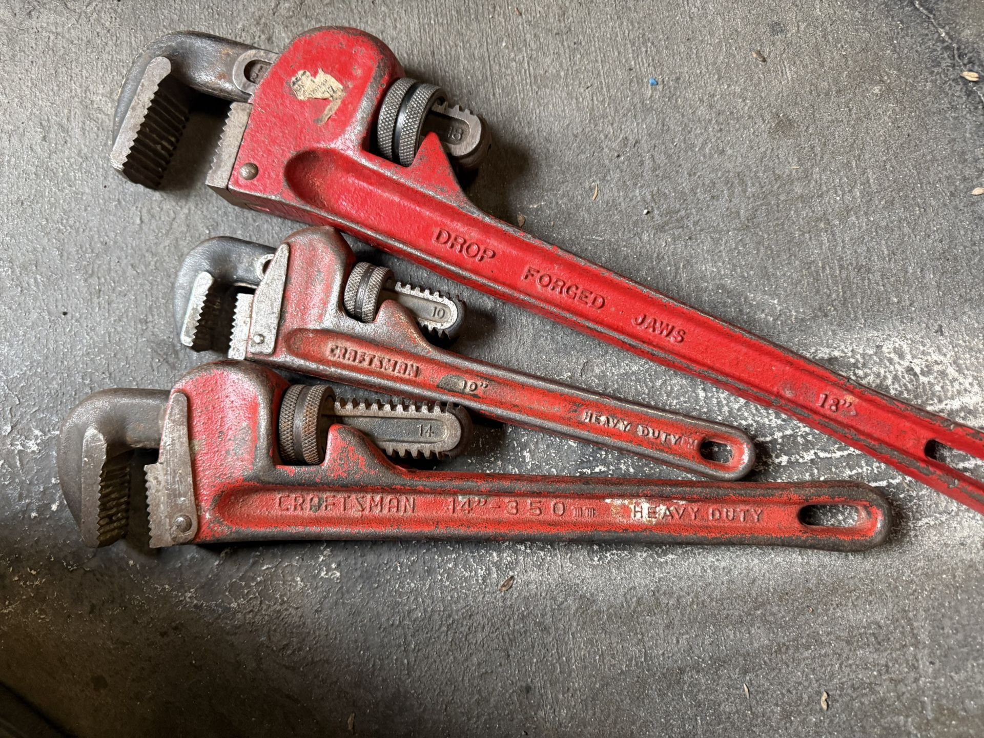 Craftsman Pipe Wrenches Three Different Sizes