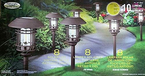 Naturally BIG Solar 8 pc Solar LED Vintage Style Pathway Lights w/ Bronze Finish