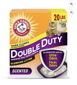 ARM & HAMMER Double Duty Cat Litter, Advanced Odor Control Clumping Cat Litter, Scented, 20 lbs