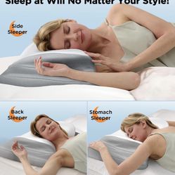 Super Support Side Sleeper Pillow for Neck Pain Relief, Adjustable Cervical Pillow Fit Shoulder Perfectly, Ergonomic Contour Memory Foam Pillows with 