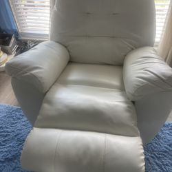 White Faux Leather Reclainer 