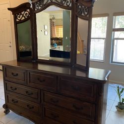 Dressing table bedroom furniture with mirror, solid wood