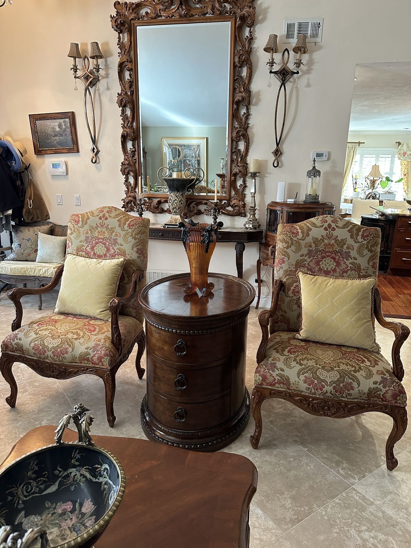 2 French Accent Chairs Louis XV With Carved Wood