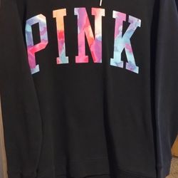 Pink watercolor black hoodie RARE