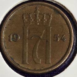 1954 Norway 1 Ore Coin