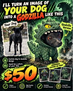 Custom Dog Godzilla 3D Print Figurine