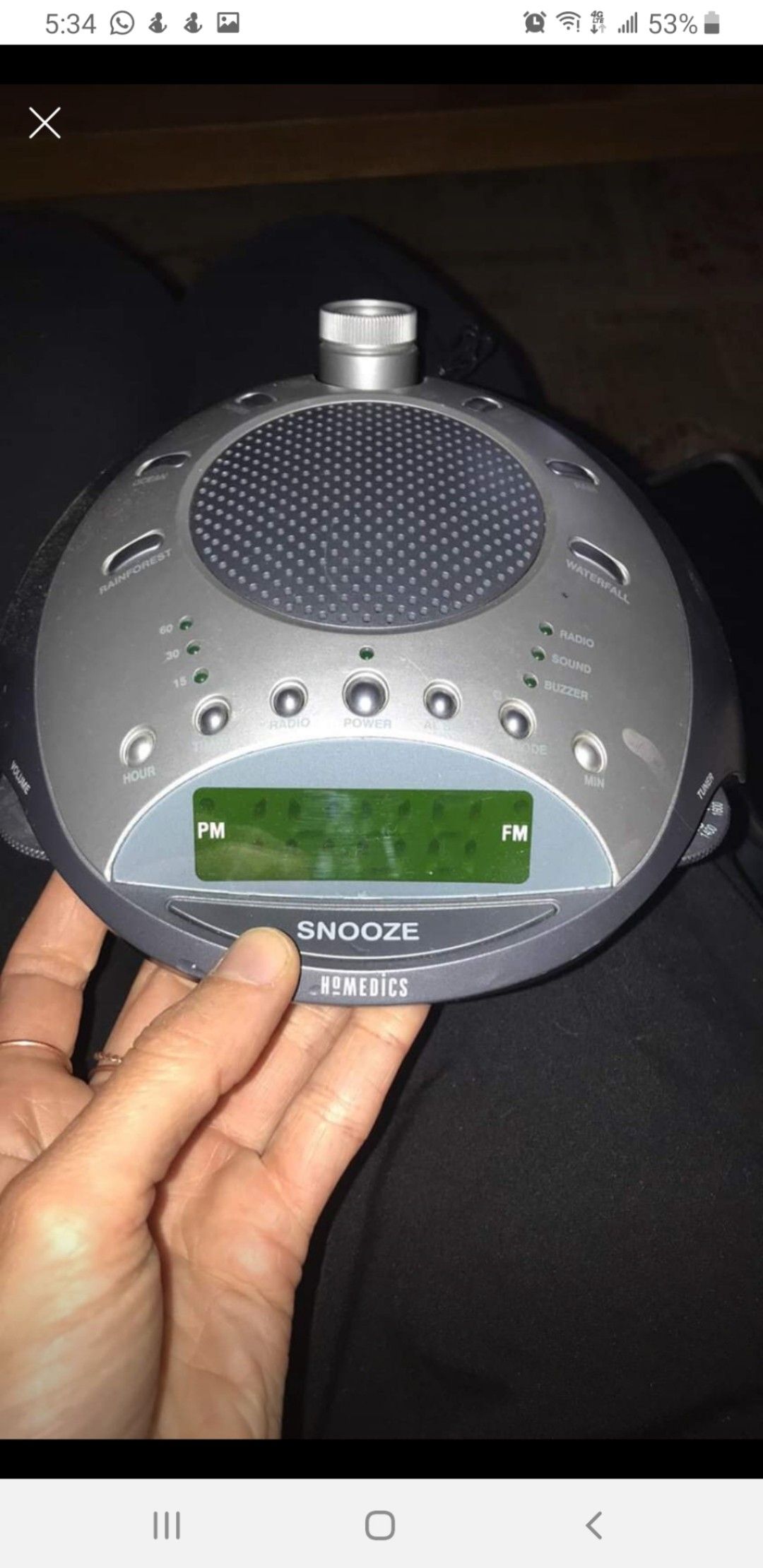 Homedics soothing sound clock.