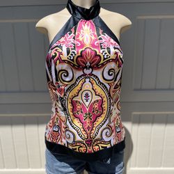 y2k silk halter top
