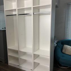 JY Furniture Armoire Wardrobe Closet, Particle Wood with Adjustable Shelves, Hanging Rod for Bedroom, Dressing Room, White (58.5" W x 85" H x 15" D)