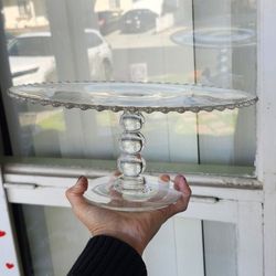 Beautiful Vintage Candlewick Starlight 3 Ball Pedestal Cake Plate