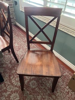 Dark Wood Dining Chair with X-Back