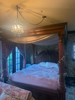 Wood King bed frame