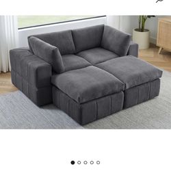 Grey  Corduroy Sectional