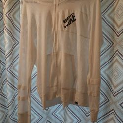 Women's White Nike Mesh Zip-Up Hoodie Size Large  Very GOOD CONDITION 