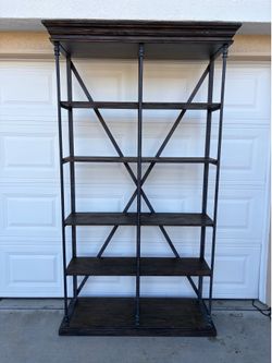 Industrial Wood and Metal Etagere Bookshelf