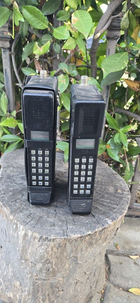 Two Vintage Black Brick Cellphones. Movie Prop
