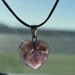 Natural Charged & Blessed Amethyst Heart Necklace (known For : Master Healer, Calm Emotions, remove Negativity,protection)