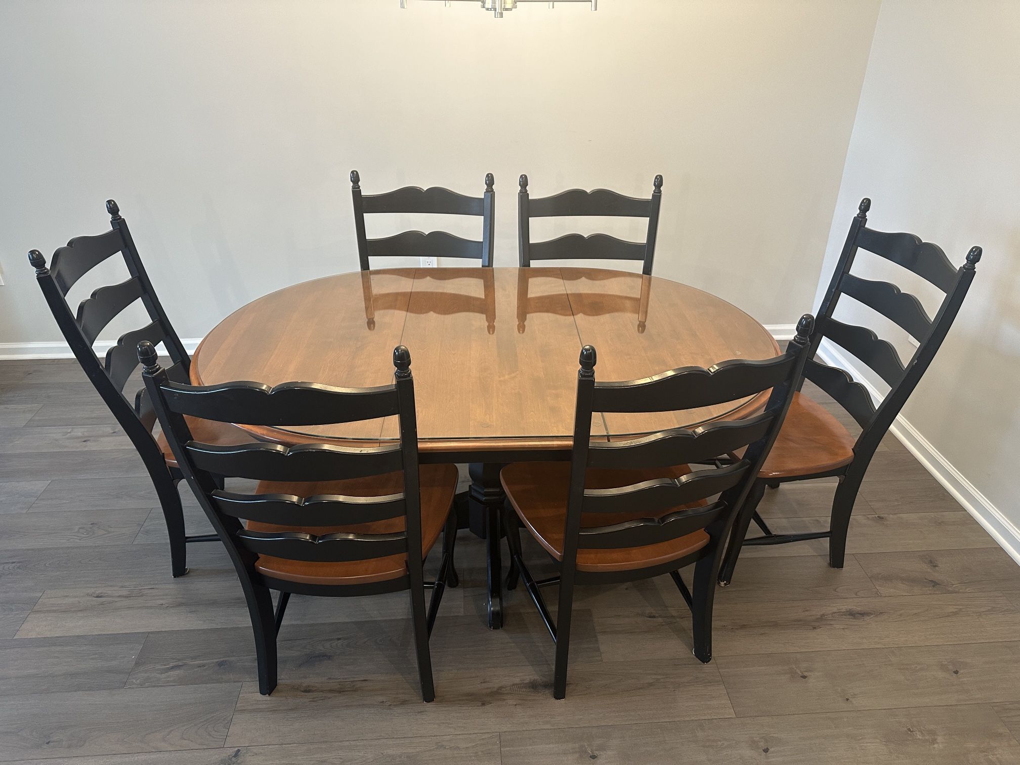 Canadel Solid Wood Pedestal Table + 6 Chairs (Made in Canada)