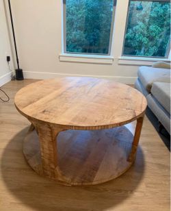Large round wood coffee table