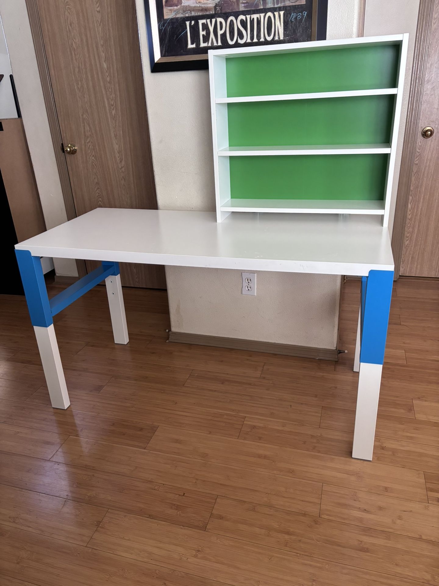 Multicolored Desk With Hutch.