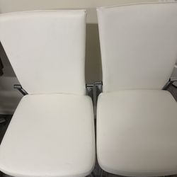 Modern White Dining Chairs – Set of 2 (Good Condition)