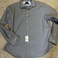 Men's Stafford blue polka dot button up shirt size XXL new with tags