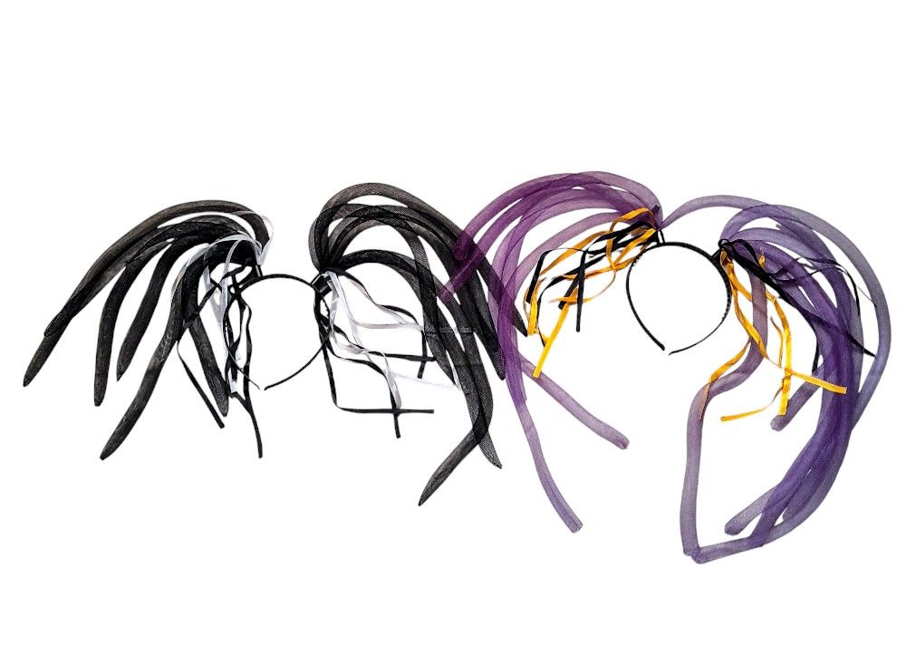 Halloween Headbands Large Coils With Ribbon Tassels Set Of 2