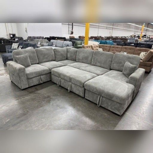 Corduroy living room large sectional sleeper sofa with pull out bed 