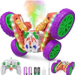 Brandnew Remote Control Car,RC Cars with Sides Light and Headlights,360°Rotating 4WD Spray RC Stunt Car,2.4Ghz All Terrain Toy Car for Boys Age 4-7 Ki