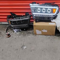 Full LED DRL and projector headlights with sequential LED turn signals for 2019-2024 Dodge Ram 1500