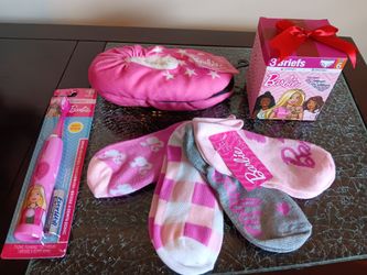Barbie Briefs, Socks, Slippers, and Toothbrush.