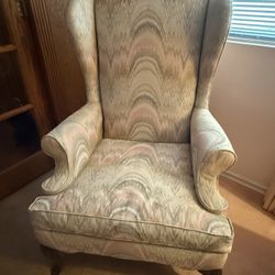 Upholstered Wing Back Chairs (2)