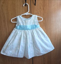 Baby Girl 6-9  months White Blue Floral Dress