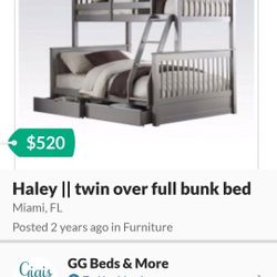 HALEY BUNK BED TWIN OVER FULL SIZE WITH DRAWERS