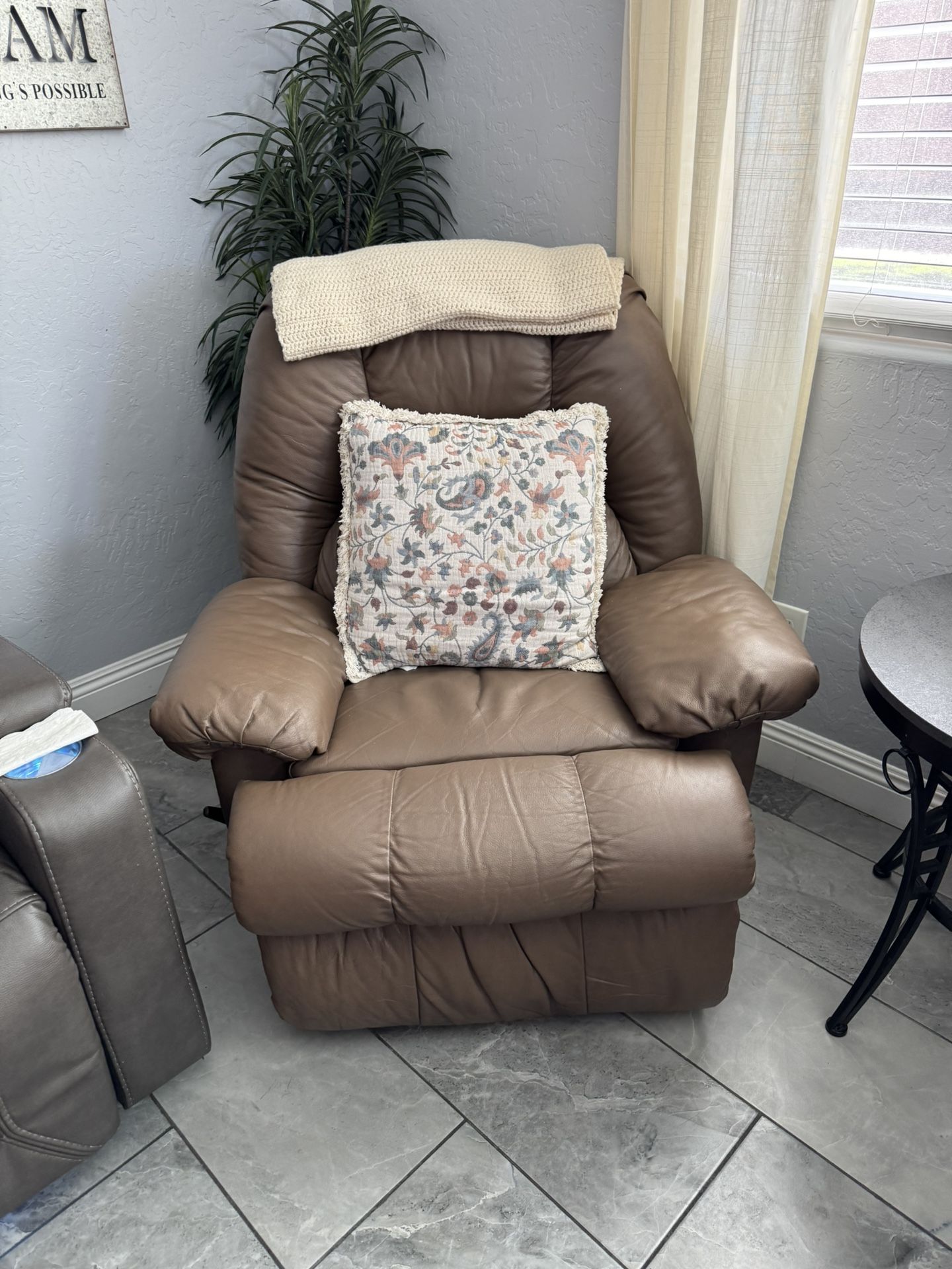 Brown Leather Couch / Sofa / Recliner