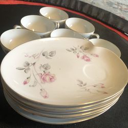 Set of 6 Unique Snack & Tea Plates & Cups