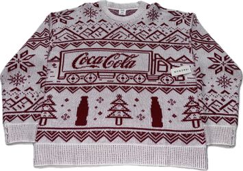 Coca Cola Pacsun Beige Christmas Sweater Mens Medium New $65 MSRP