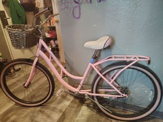 Pink Cruiser Bike with Basket and Rear Rack