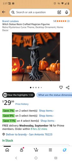 New In Box Resin Witch Statue $15