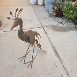 A Fun Rusty Peacock Yard Ornament 