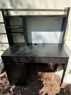 Free Ikea desk with hutch shelves